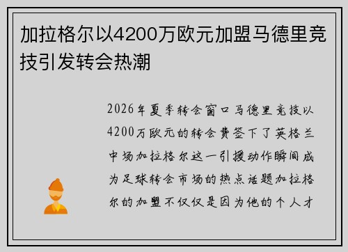 加拉格尔以4200万欧元加盟马德里竞技引发转会热潮